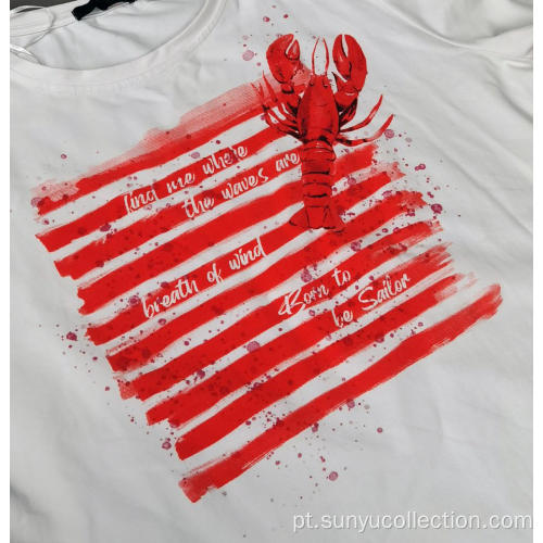 T-shirt de manga curta de Ladie com impressão frontal